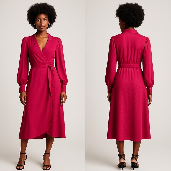 Julia Jordan Raspberry Silky Wrap Dress Size‎ 6 - Picture 1 of 5
